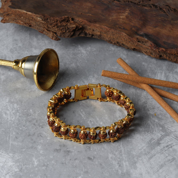 Gold Plated Authentic Rudraksha Chain Bracelet - Pavitra