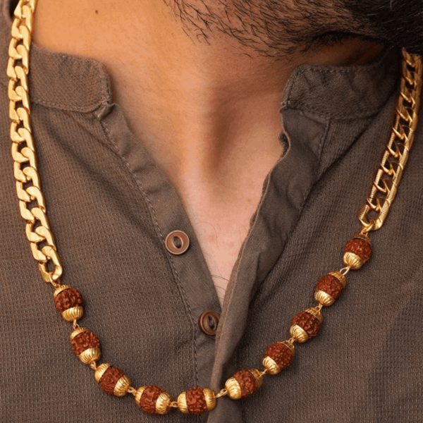 Gold Plated Rudraksha Chain Necklace - Pavitra