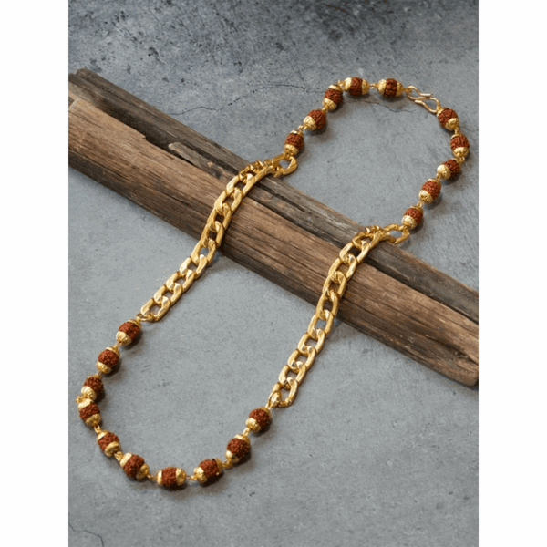 Gold Plated Rudraksha Chain Necklace - Pavitra