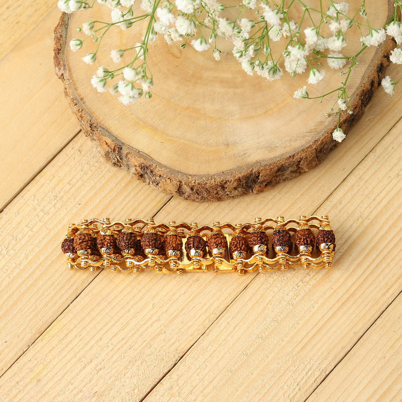 Gold Plated Authentic Rudraksha Chain Bracelet - Pavitra