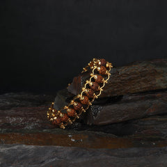 Gold Plated Authentic Rudraksha Chain Bracelet - Pavitra