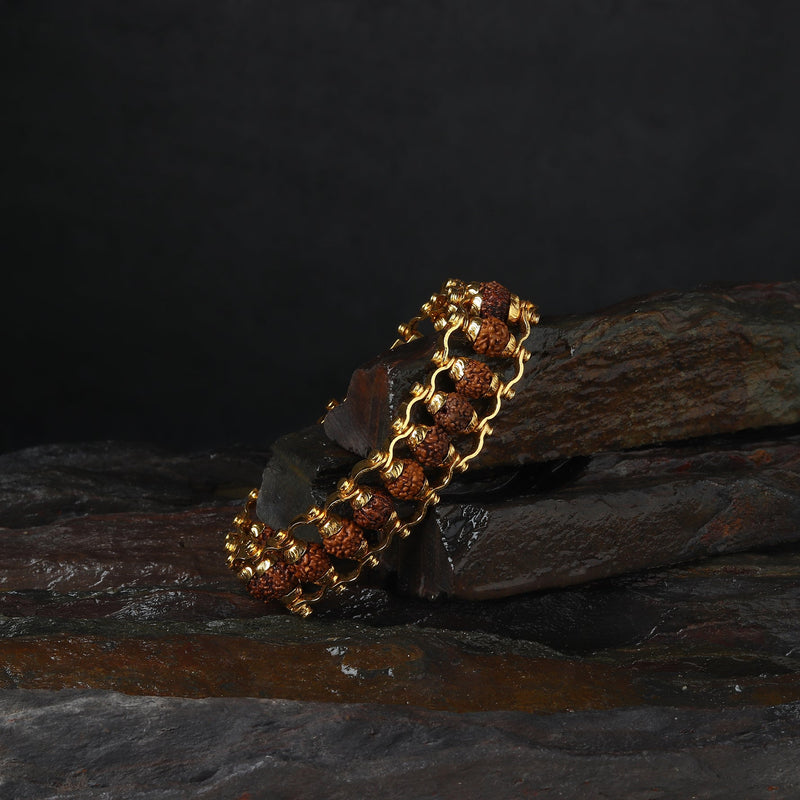 Gold Plated Authentic Rudraksha Chain Bracelet - Pavitra