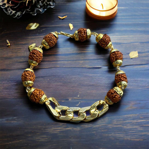 Gold-Plated Rudraksha Chain Bracelet - Pavitra