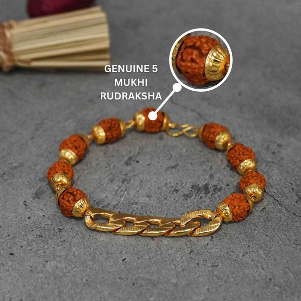 Gold-Plated Rudraksha Chain Bracelet - Pavitra