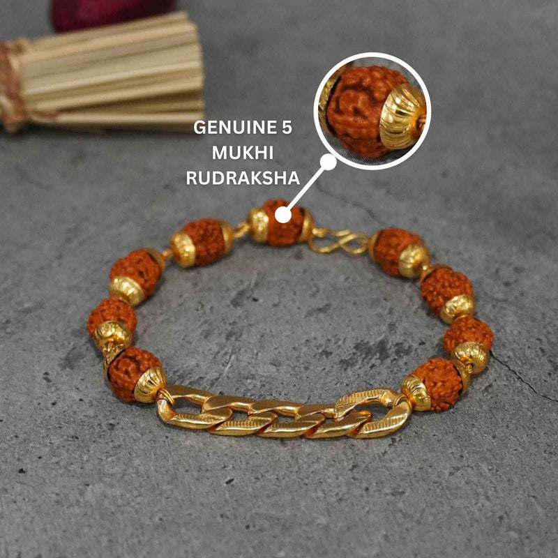 Gold-Plated Rudraksha Chain Bracelet - Pavitra