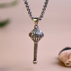 Silver-Plated Hanuman Ji Gada Pendant with Chain