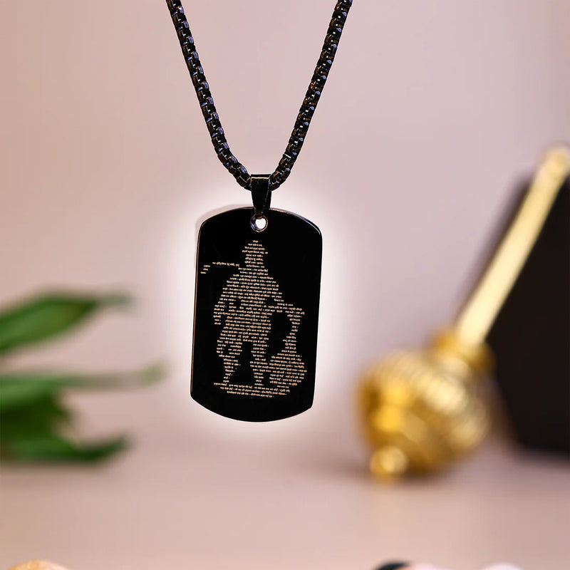 Hanuman Chalisa Carved Pendant – Gold Plated | Pavitra Spiritual Talisman