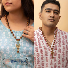 Gold Plated Rudraksha Shiva Trishool Necklace (With Free Trident Trishul Necklace) - Pavitra