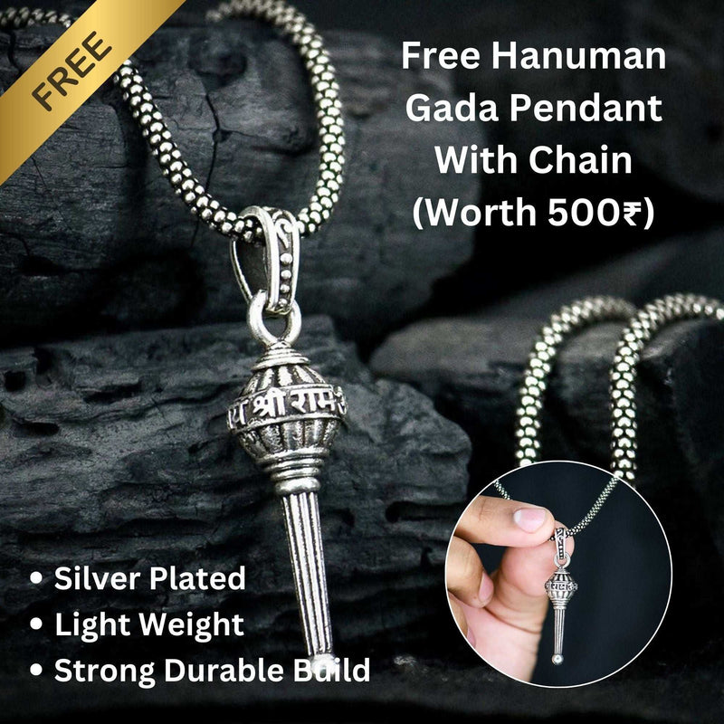 Gold-Plated Hanuman Pendant with Chain | Free Hanuman Gada Pendant - Pavitra