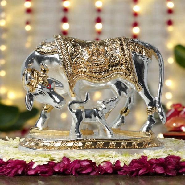 Kamdhenu Cow Idol with Calf: Attract Wealth, Positive Energy, and Divine Blessings - Pavitra