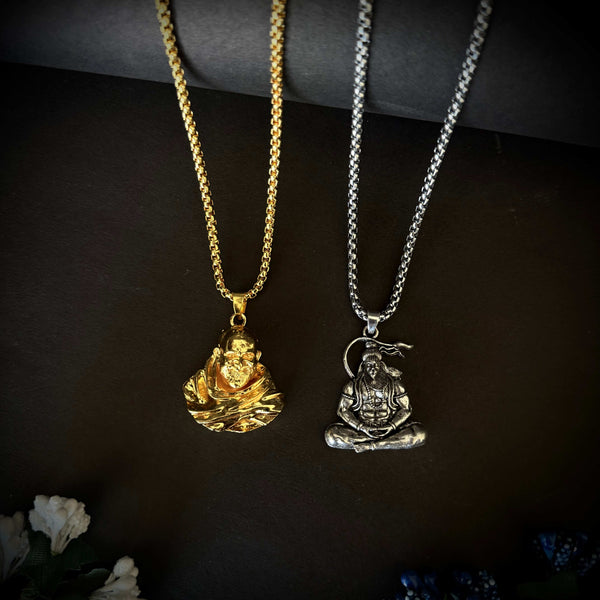 hanumanji pendants with gold and silver chain