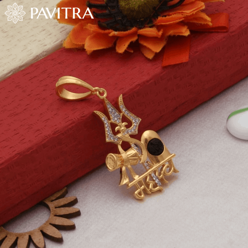 Lord Shiva Pendant & Mahadev Rudraksh Trishul Combo - Pavitra
