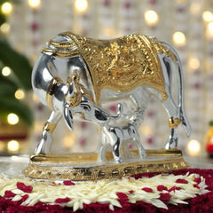Kamdhenu Cow Idol with Calf: Attract Wealth, Positive Energy, and Divine Blessings - Pavitra