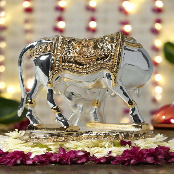 Kamdhenu Cow Idol with Calf: Attract Wealth, Positive Energy, and Divine Blessings - Pavitra