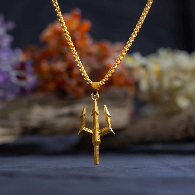 Gold Plated Shiv Trishul Pendant