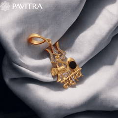 Gold Plated Shiv Trishul Pendant with Rudraksha & Damaru - Pavitra