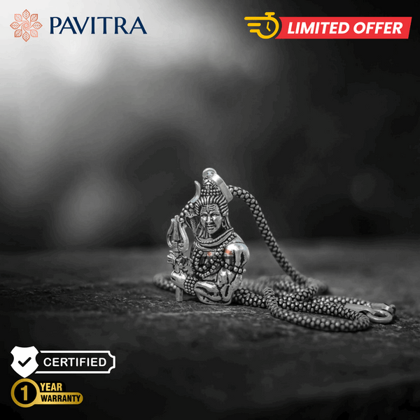 Lord Shiva Pendant & Mahadev Rudraksh Trishul Combo - Pavitra