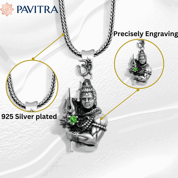 Lord Shiva Pendant & Mahadev Rudraksh Trishul Combo - Pavitra