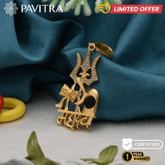 Gold Plated Shiv Trishul Pendant with Rudraksha & Damaru - Pavitra
