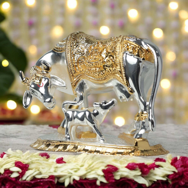 Kamdhenu Cow Idol with Calf: Attract Wealth, Positive Energy, and Divine Blessings - Pavitra