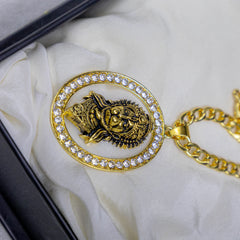 Gold-Plated Hanuman Pendant with Chain | Free Hanuman Gada Pendant