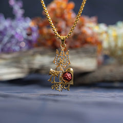 Gold Plated Shiv Trishul Pendant with Rudraksha & Damaru