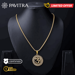 Premium Om Symbol Gold Necklace with Crystals – Certified Spiritual Jewellery - Pavitra