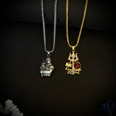 shiva pendants with gold and silver chain