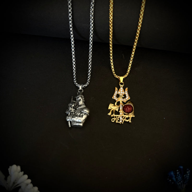 shiva pendants with gold and silver chain