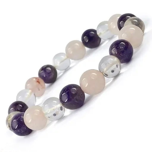 Addiction Recovery Crystal Bracelet – Amethyst, Rose Quartz & Moonstone (8 MM)