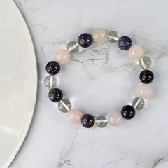 Addiction Recovery Crystal Bracelet – Amethyst, Rose Quartz & Moonstone (8 MM)