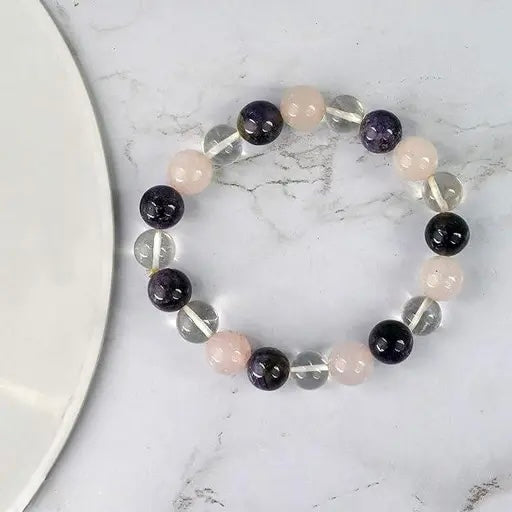 Addiction Recovery Crystal Bracelet – Amethyst, Rose Quartz & Moonstone (8 MM)