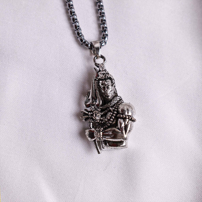 Premium Silver Lord Shiva Pendant with Trishul | Authentic Jewelry
