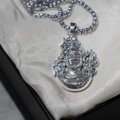 Silver Plated Shiv Trishul Pendant