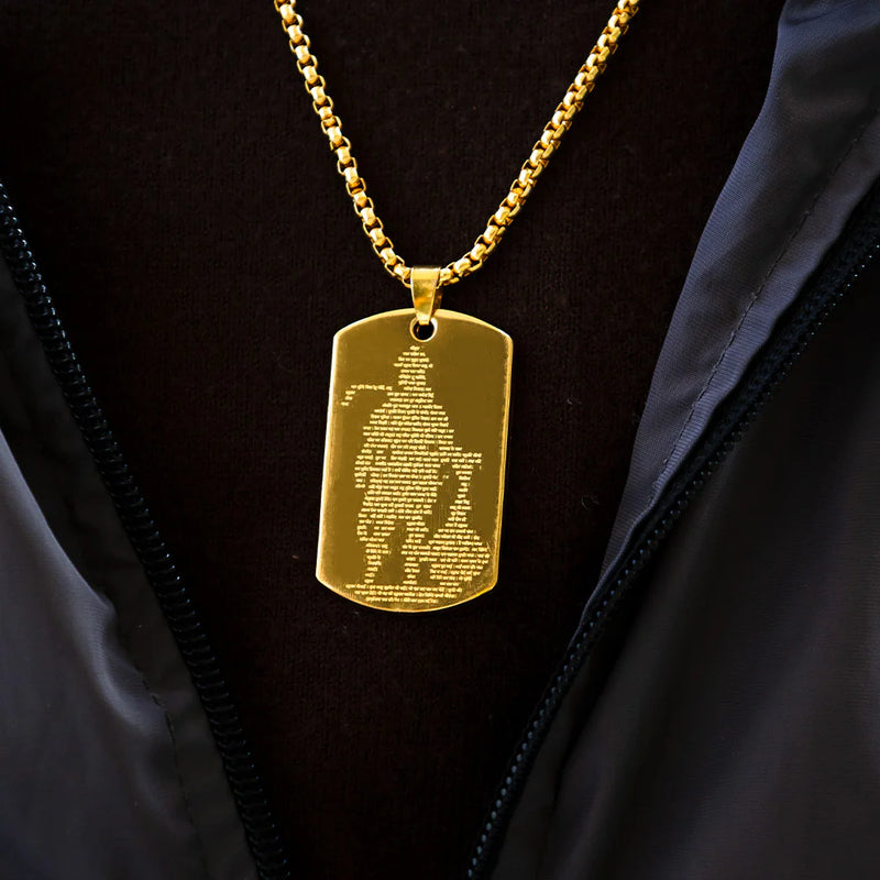 Hanuman Chalisa Carved Pendant – Gold Plated | Pavitra Spiritual Talisman