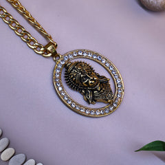 Gold-Plated Hanuman Pendant with Chain | Free Hanuman Gada Pendant
