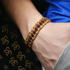 Gold Plated Authentic Rudraksha Chain Bracelet - Pavitra