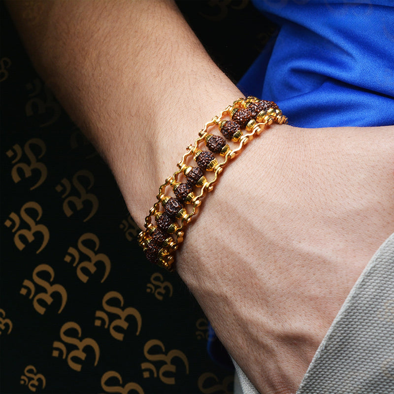 Gold Plated Authentic Rudraksha Chain Bracelet - Pavitra