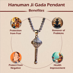 Silver-Plated Hanuman Ji Gada Pendant with Chain